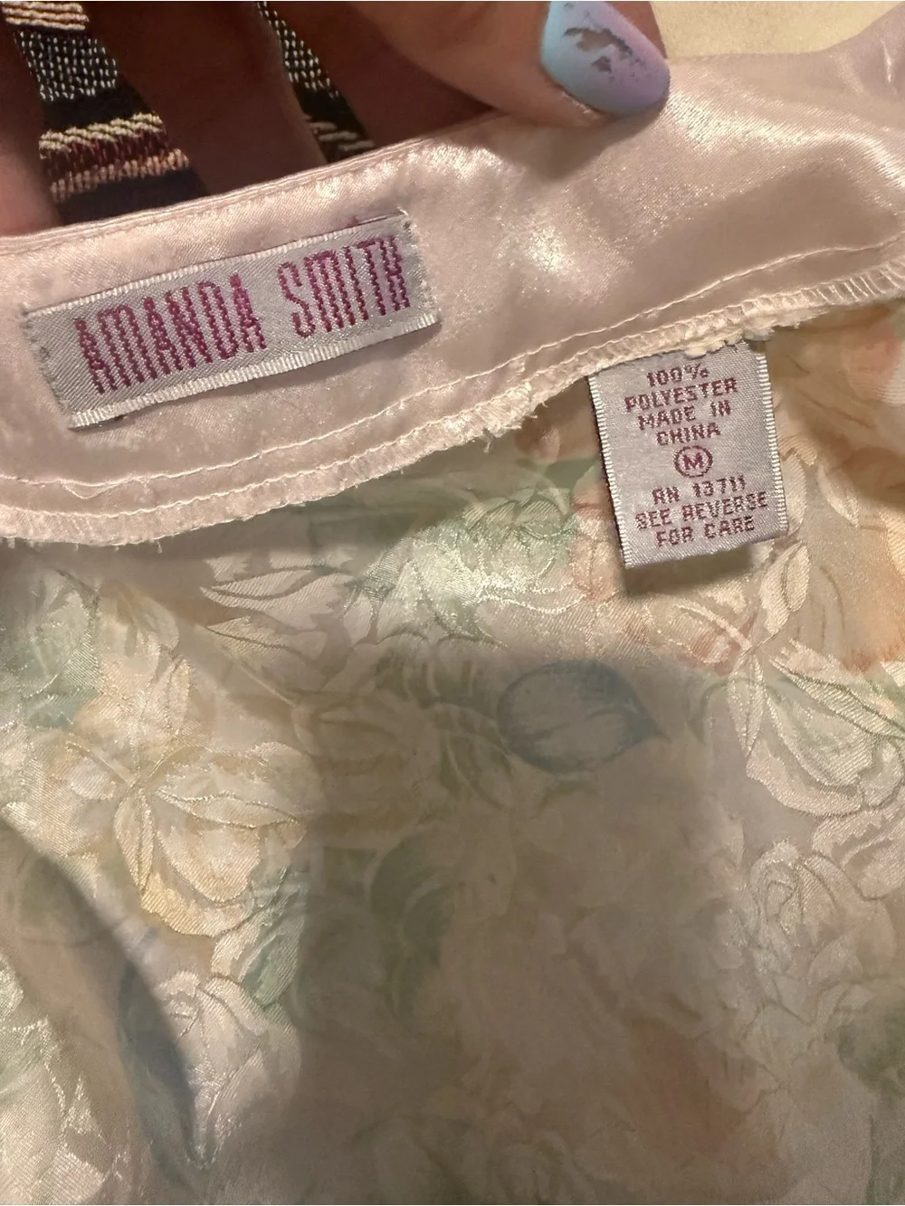 Amanda Smith Pastel Floral Button-Front Pink Trim Blouse